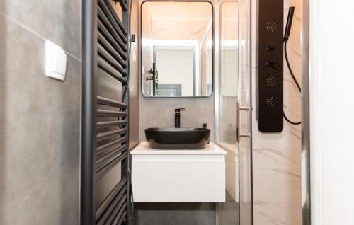 een badkamer met een wastafel en een spiegel bij Villa Piplica-Makarska by Villas Guide in Ujevići