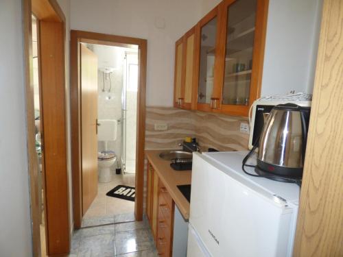 プーラにあるIlsa in Pula - Istrienの白い冷蔵庫とシンクのあるキッチン