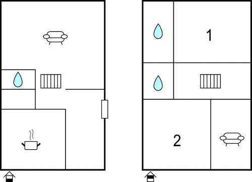 two diagrams showing the flow of water in two toilets at Il Glicine in Galzignano