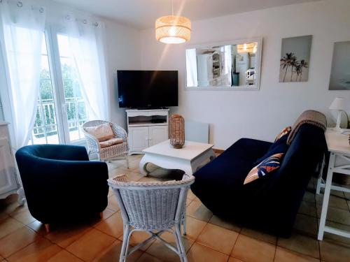 Televízia a/alebo spoločenská miestnosť v ubytovaní La Presquilienne