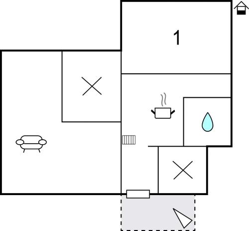 a schematic diagram of a kitchen with four different counters at Holiday Home Hörby Xiii in Hörby