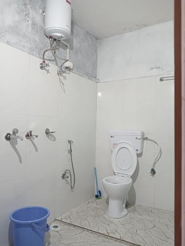 a bathroom with a toilet and a shower at Winter Inn Homestay in Lava