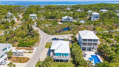 an aerial view of the resort with the ocean in the background at Sandpiper's Song in Cape San Blas