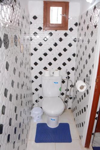 a bathroom with a white toilet and a window at Dar El Karam Fez in Fès