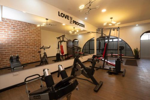 Fitness centrum a/nebo fitness zařízení v ubytování Quindeloma Art Hotel & Gallery