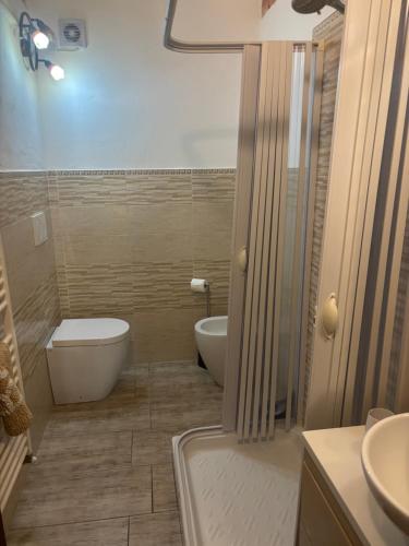 a bathroom with a toilet and a tub and a sink at Agriturismo Fattoria Del Colle By Enrico in Casa Cappanera