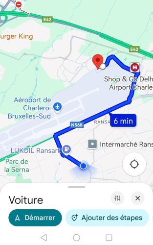 a map showing the location of auberculosis at Une chambre chez l'habitant près de l'aéroport de Charleroi in Charleroi