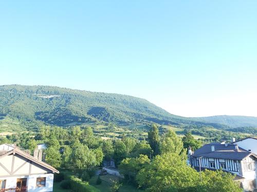 a view of a house with a mountain in the background at Basaluze in Alsasua
