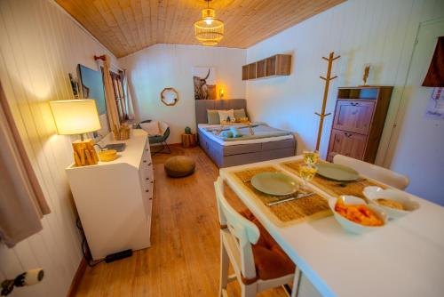 Postel nebo postele na pokoji v ubytování Studio avec sauna - 300m des pistes