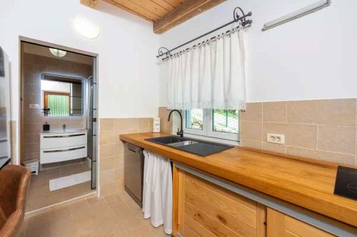 a kitchen with a sink and a counter top at Holiday home in Grizane 45282 in Grižane