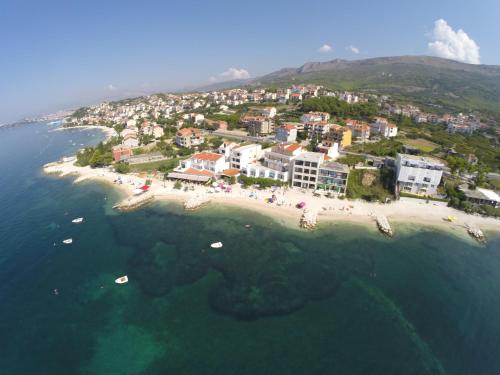an aerial view of an island in the ocean at Villa Amigo in Podstrana