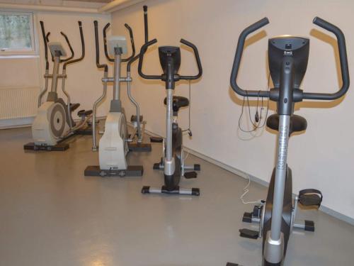 a row of exercise bikes in a gym at 5 star holiday home in Thyborøn in Thyborøn