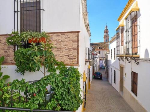 an alley with plants on the side of a building at Apartment in Andalusia with Scenic Views in Peñaflor