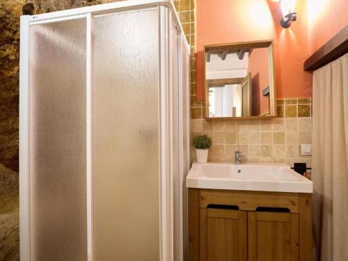 a bathroom with a shower and a sink at Apartment in Andalusia with Scenic Views in Peñaflor
