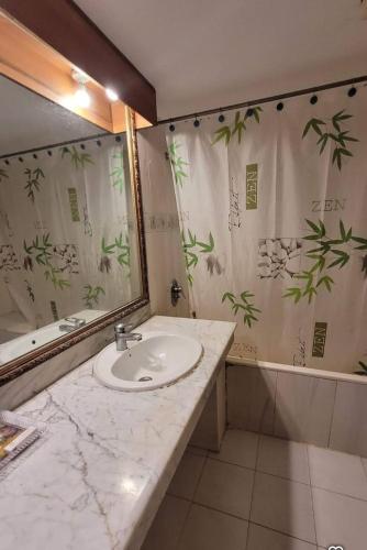 a bathroom with a sink and a mirror at Hotel Sea Palace Ltd in Cox's Bazar