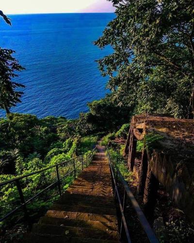 a set of stairs leading down to the ocean at Rakushki's house 2 in K'obulet'i