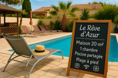 Détente au Rêve d'Azur, 1 chambre, plage à pied , piscine partagée, BBQ draps inclus