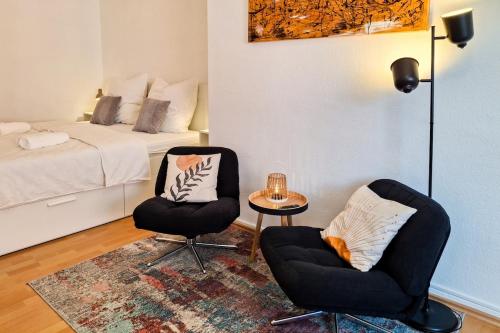Ένα ή περισσότερα κρεβάτια σε δωμάτιο στο Spacestays Flat for 6 TV WIFI