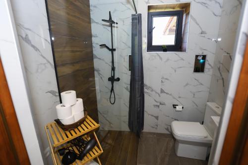 KʼaghsiにあるRiverHome Villaのシャワーとトイレ付きのバスルーム