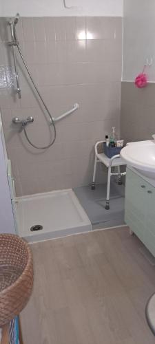 une salle de bain avec douche et lavabo dans l'établissement Ecolieu La pépinière, à Carnoux-en-Provence