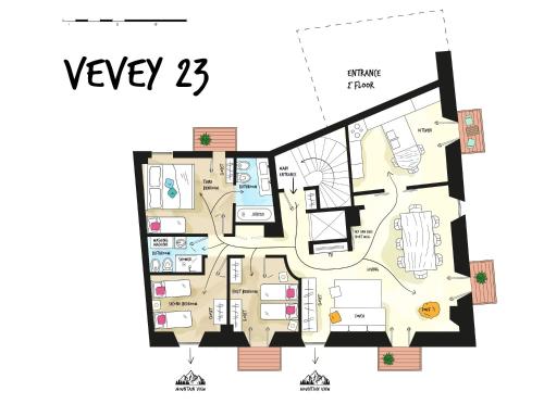 plan piętra willi na sprzedaż w obiekcie Alp Apartments SKI & BIKE - Vevey23 w Aoście