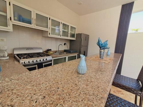 Η κουζίνα ή μικρή κουζίνα στο Beachside Villa Cabarete with private pool