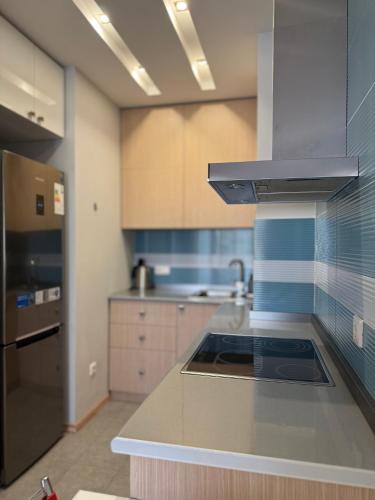 a kitchen with a sink and a stove in it at Sweet Home Apart-Hotel in Yerevan