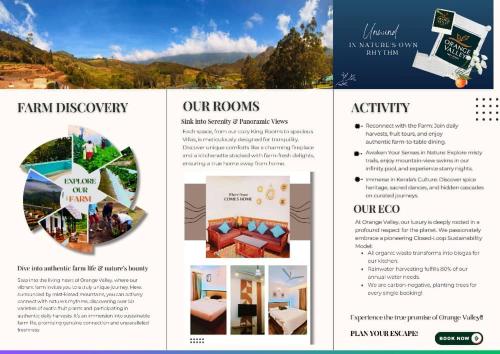 a page of a hotel website with listings of rooms at Orange Valley Farm Resort in Munnar