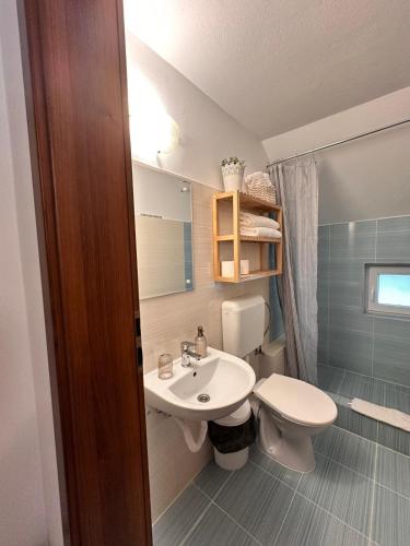 a bathroom with a sink and a toilet at Casa Dani in Colibiţa