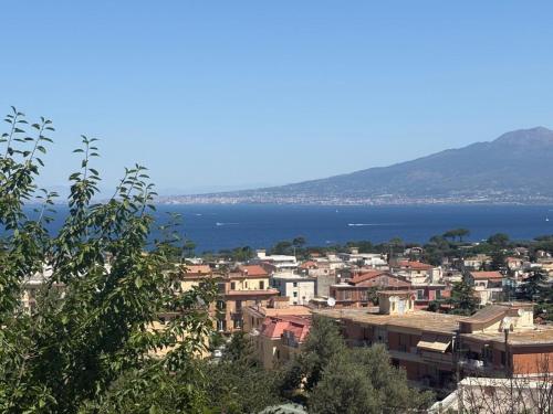 a view of a city and the ocean at Casa la Roccia in Sant'Agnello