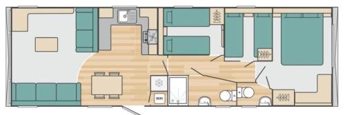 a drawing of a floor plan of a house at Platinum 3 Bedroom Caravan, Wifi, Parking, Seaview, in Budleigh Salterton