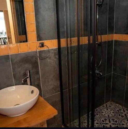 a bathroom with a sink and a shower at Lycian Village Luxury in Demre