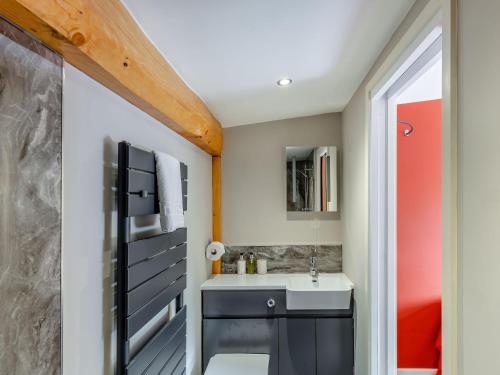 a bathroom with a sink and a mirror at Fioled - Uk40267 in Llangadfan
