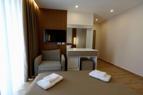 TV a/nebo společenská místnost v ubytování Klejvi Apartments