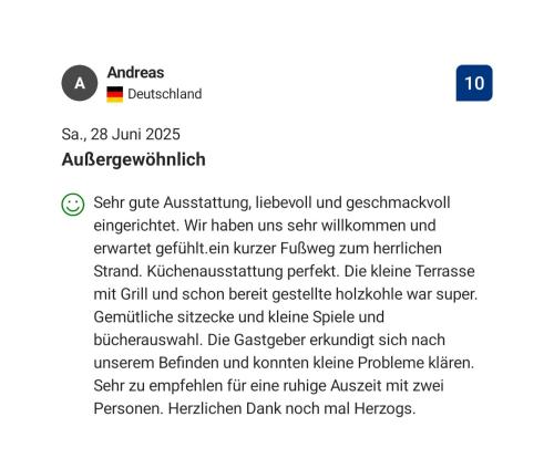 a screenshot of a cell phone screen with a list of commands at Ostsee-Urlaub-Zempin direkt am Küstenwald, nur wenige Minuten zum Strand, optimal für Paare mit 1 Hund bis 45 cm Schulterhöhe in Zempin