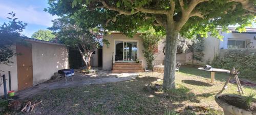 a house with a tree in the yard at Chez ROGER in Oraison