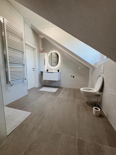 a bathroom with a toilet and a sink at Peaceful Place Near Lake in Sankt Pölten
