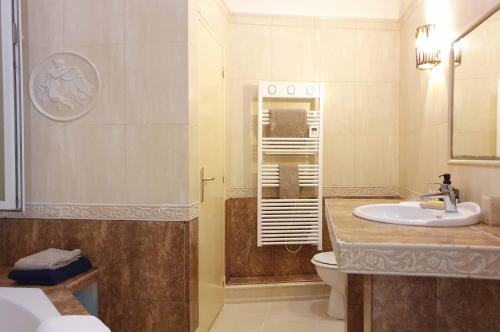 une salle de bain avec un lavabo et des toilettes dans l'établissement Super CENTRAL NICE, à Nice