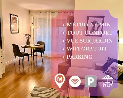 L'écrin du 12- Studio élégant sur jardin avec parking