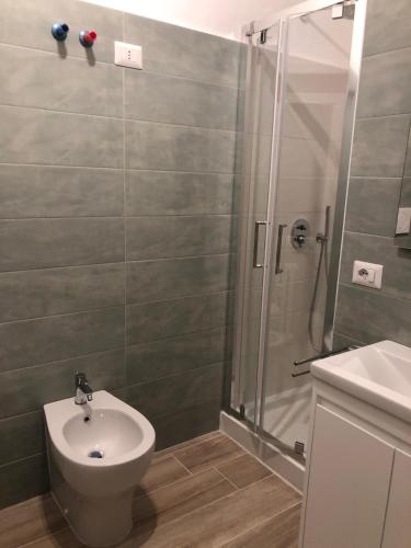 a bathroom with a shower and a toilet and a sink at Domus Latina in Rome