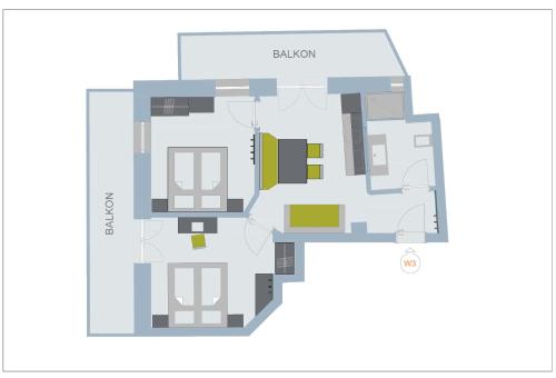 a floor plan of a building at Planerhof Apartment Lilie in Funes