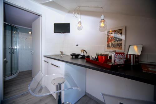 - une cuisine avec un comptoir et un évier dans l'établissement Stylish Loft Gioia, à Turin