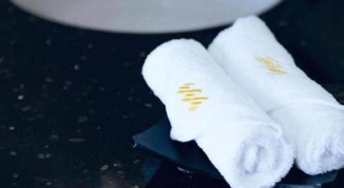 two rolls of toilet paper sitting on a table at Manhatton Hotel Beihai in Beihai