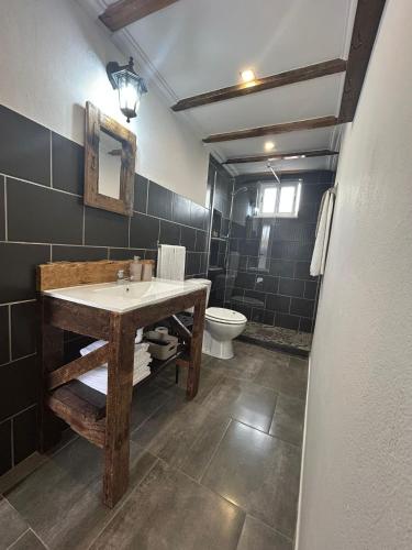 a bathroom with a sink and a toilet at Pé na Terra Terraço in Reguengos de Monsaraz