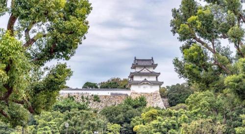 a tower in the middle of a forest with trees at Hotel Castle Plaza in Kobe