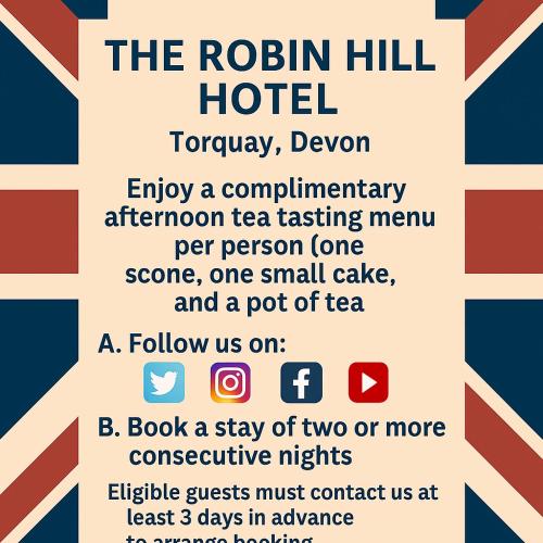 a poster for the rollin hill hotel at The Robin Hill in Torquay