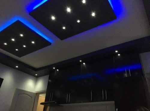 a room with blue lights on the ceiling at Lola Jagodina in Jagodina