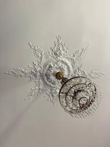 a silver brooch with a flower design on a ceiling at Le Gîte de Little Castle campagne à 1 h de Paris in Trie-Château