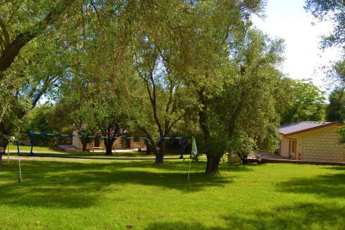 a park with trees and a net in the grass at Green Park Hotel & Residence in Bagnara Calabra