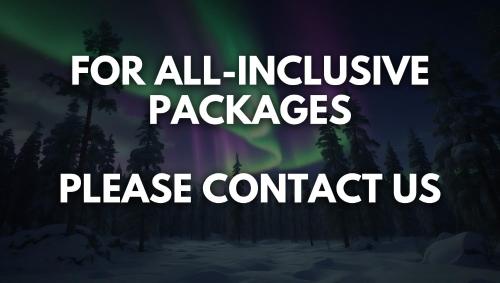 a sign that reads for all inclusive packages please contact us at SKOG - Aurora Igloos Resort in Kalix